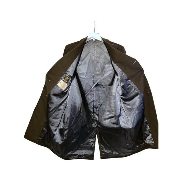 Vintage Mens Cashmere Blend Overcoat L Coat Jacket Single Breasted Neutral - Picture 8 of 10